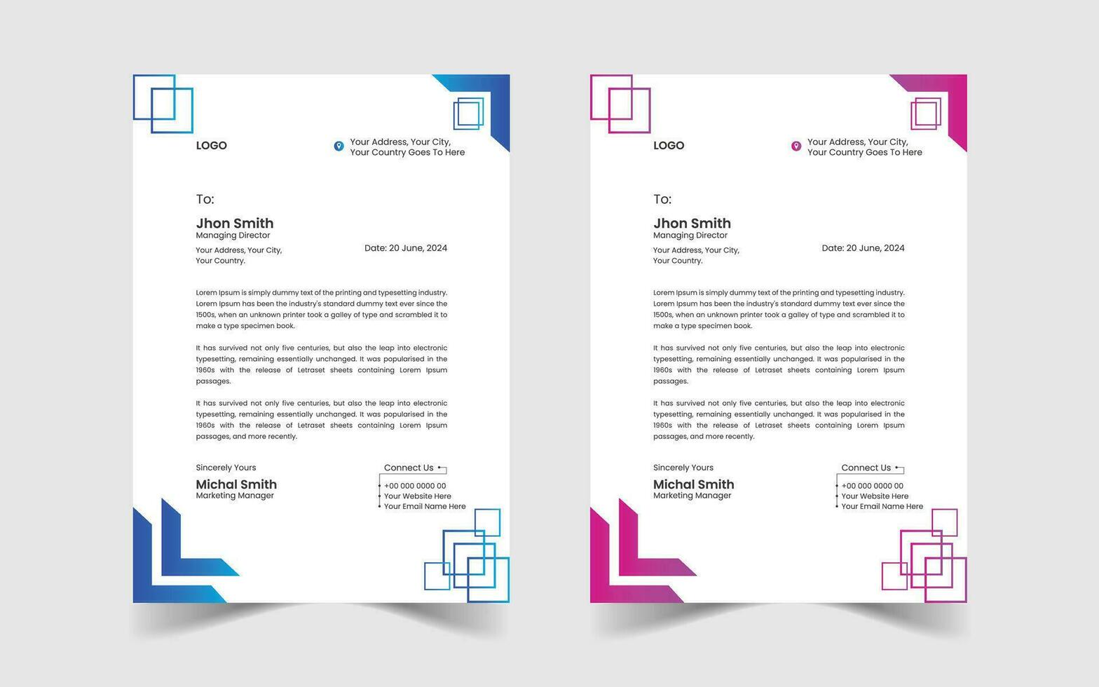 Corporate Modern And Professional Business Letterhead Design Template vector