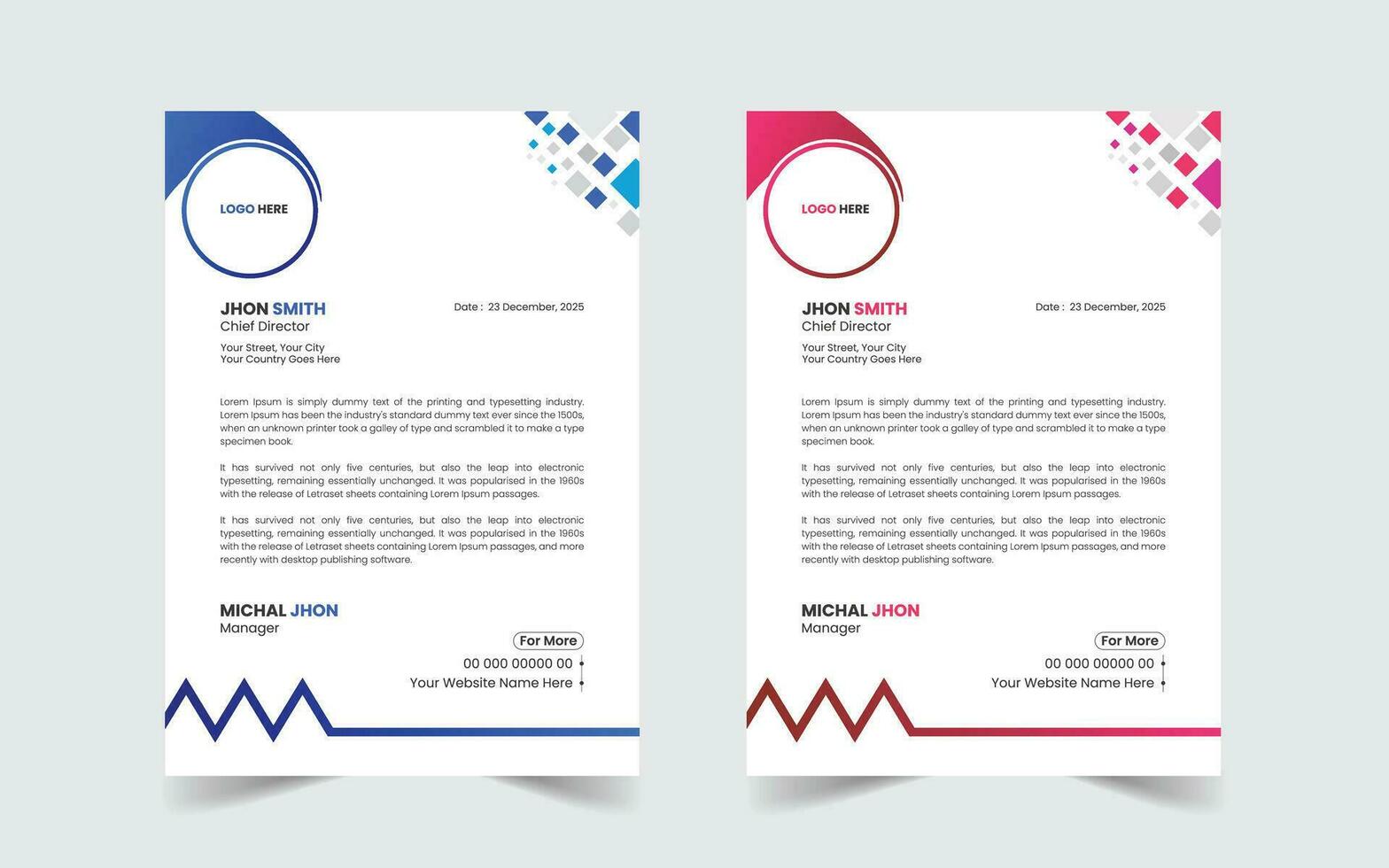 Corporate Modern And Professional Business Letterhead Design Template vector