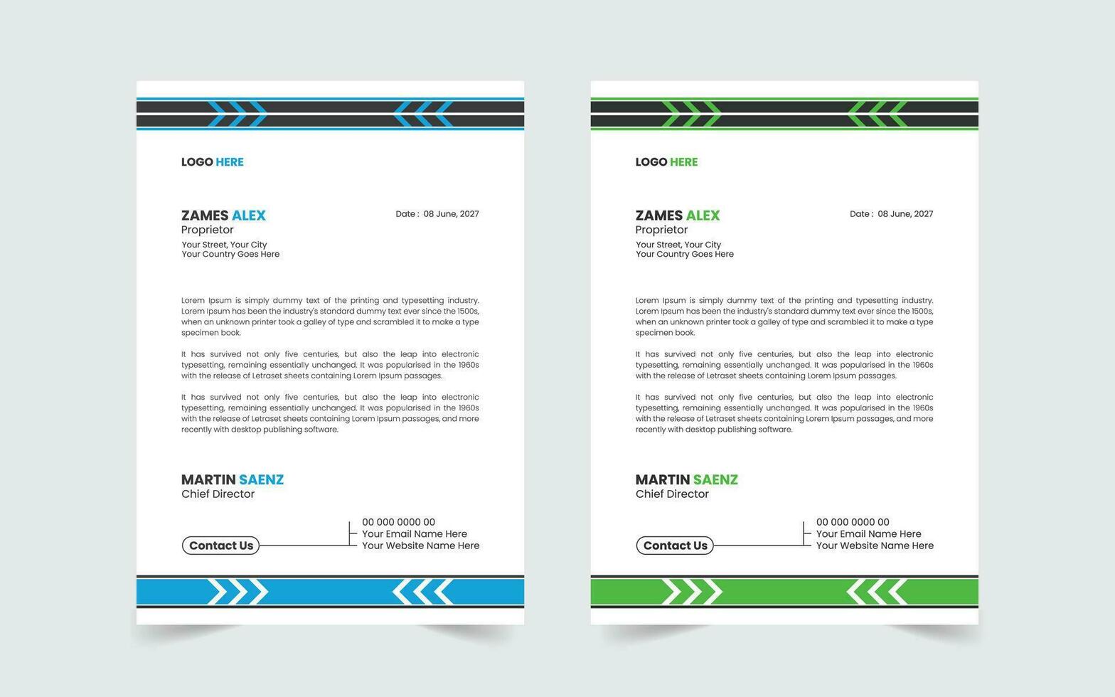 Corporate Modern And Professional Business Letterhead Design Template vector