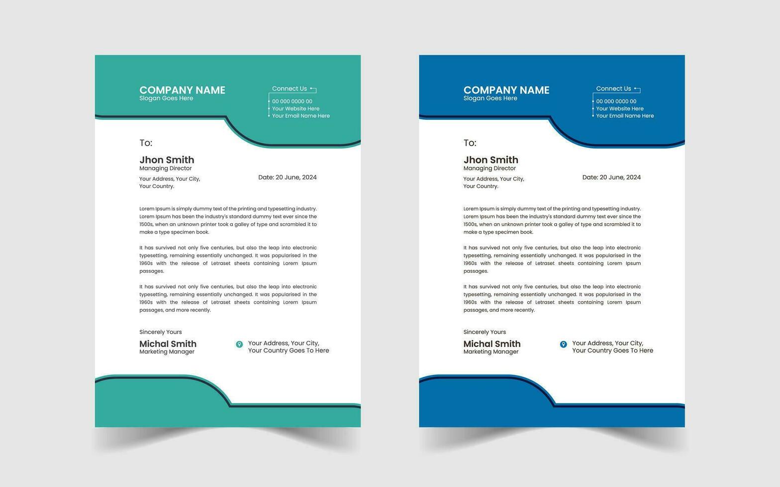 Corporate Modern And Professional Business Letterhead Design Template vector