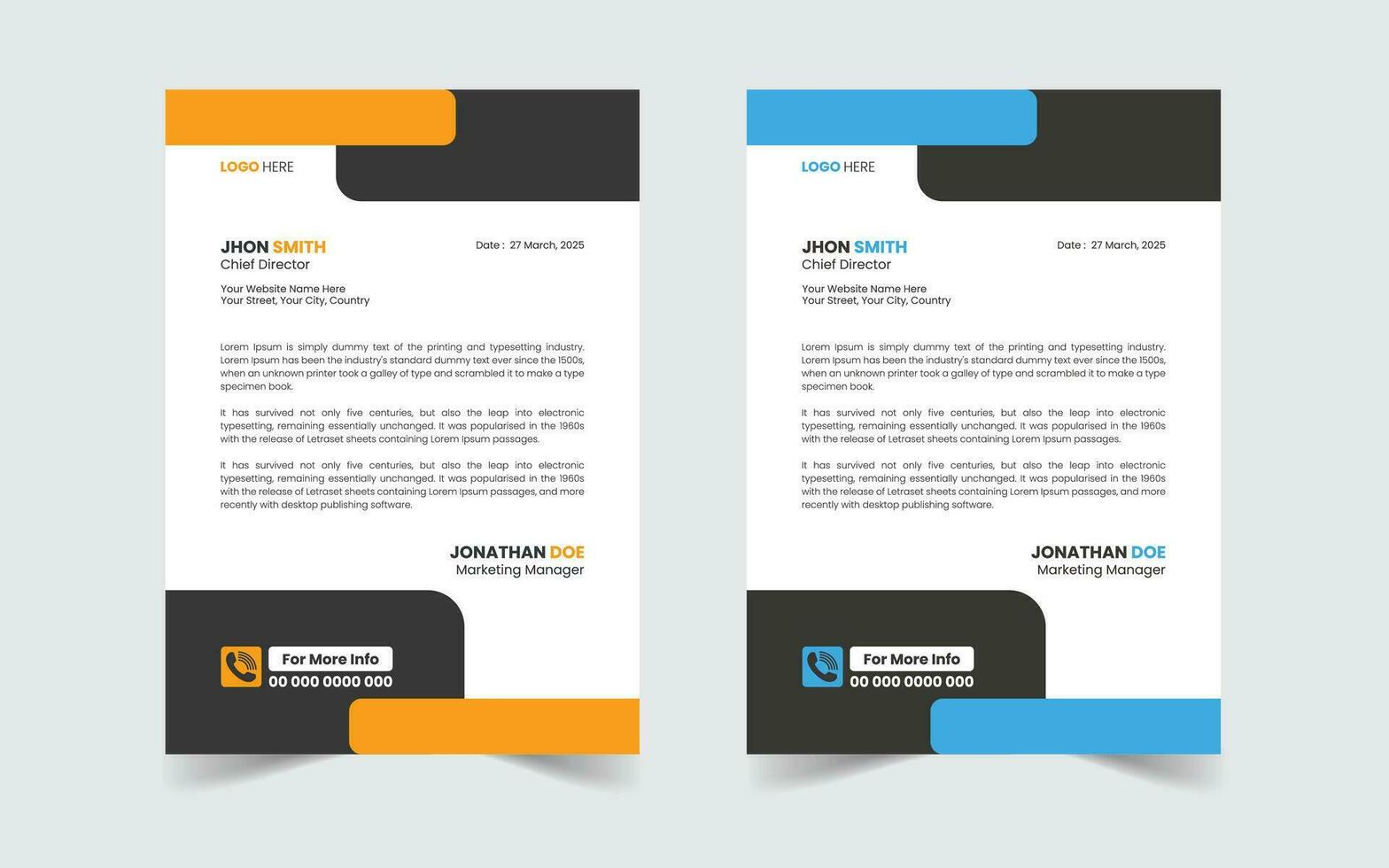 Corporate Modern And Professional Business Letterhead Design Template vector