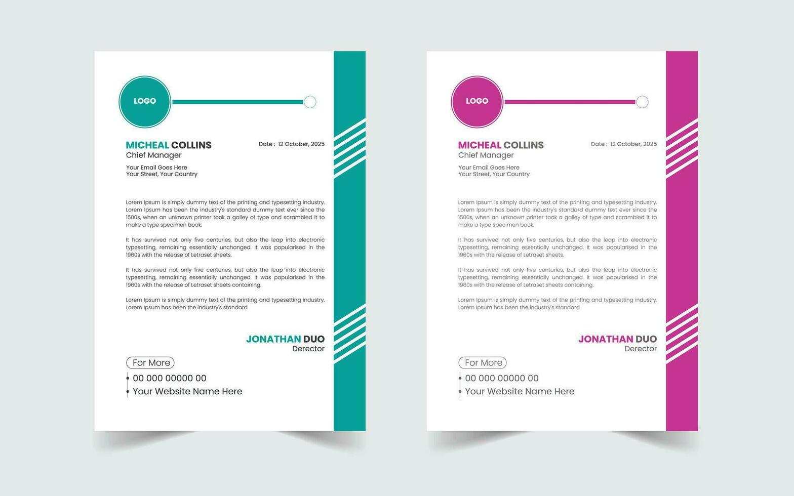 Corporate Modern And Professional Business Letterhead Design Template vector