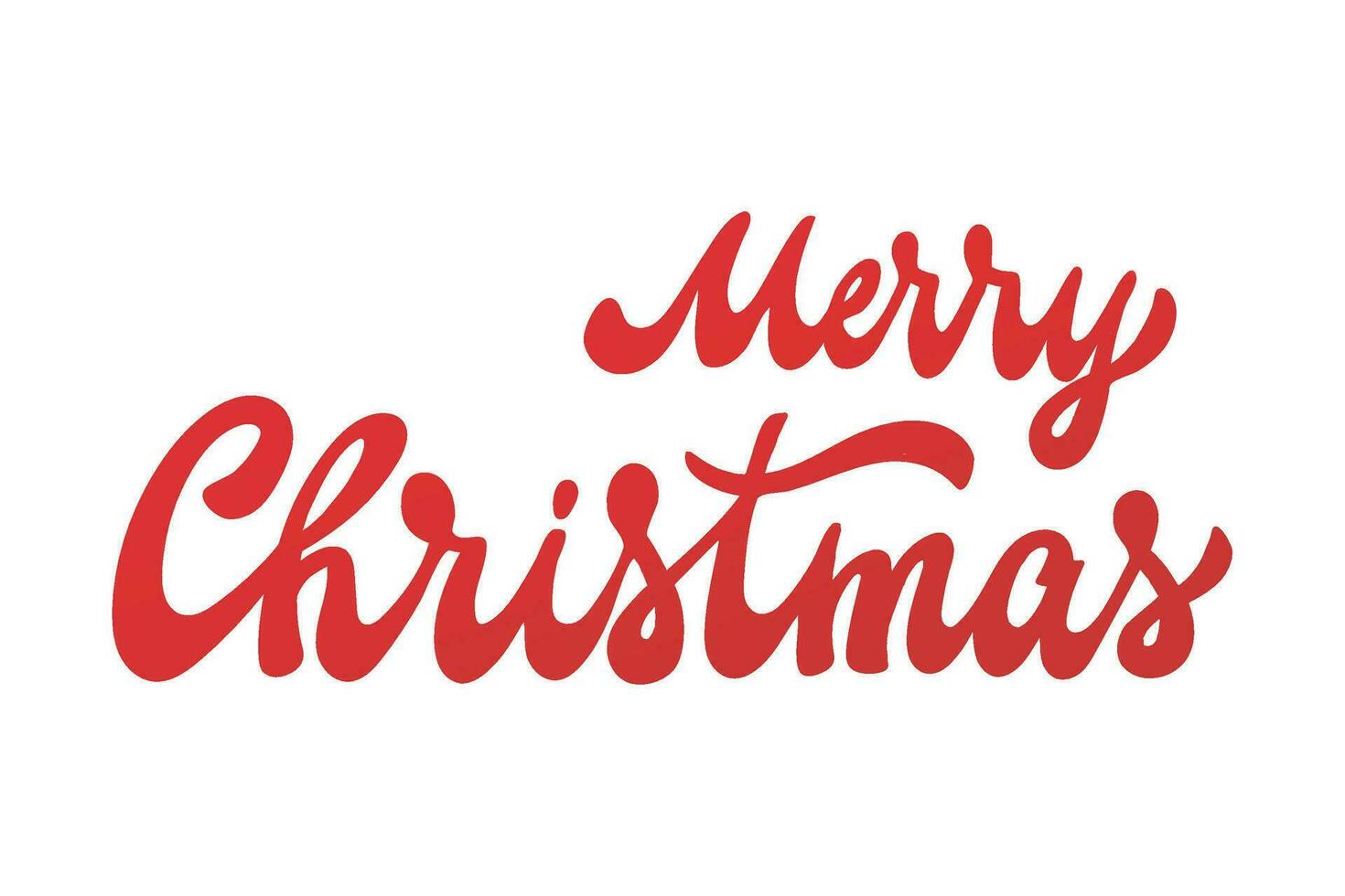 merry christmas hand lettering red quote on white background for prints, greeting cards, signs, banners, invitations, sublimation, wallpaper, holiday decor, etc. EPS 10 vector