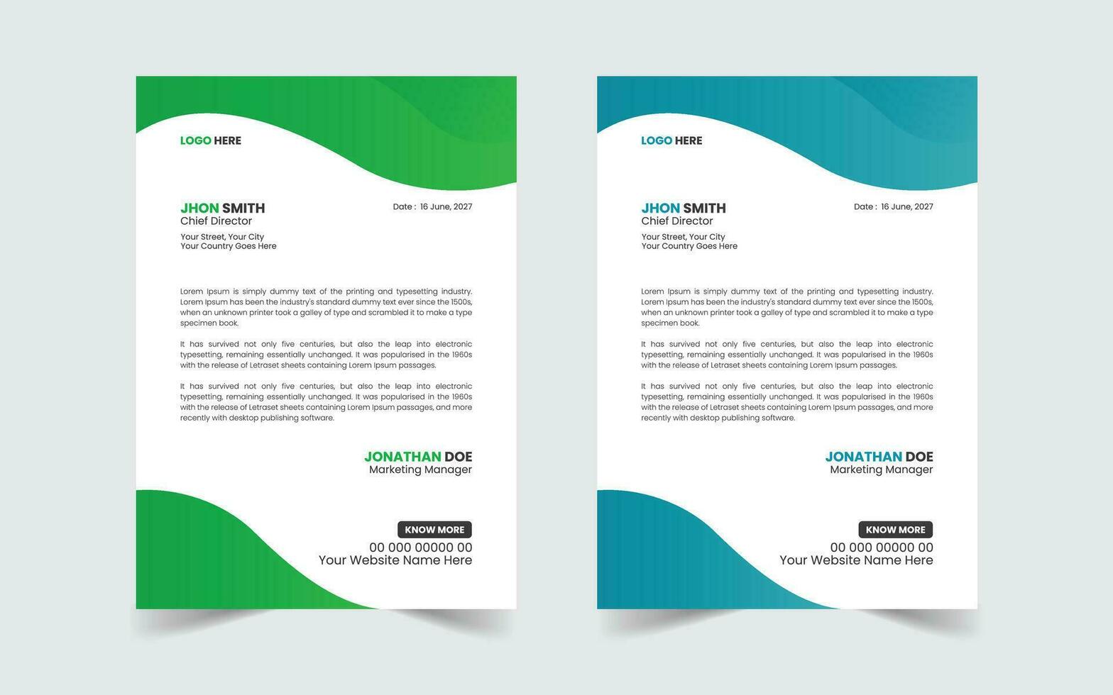 Corporate Modern And Professional Business Letterhead Design Template vector