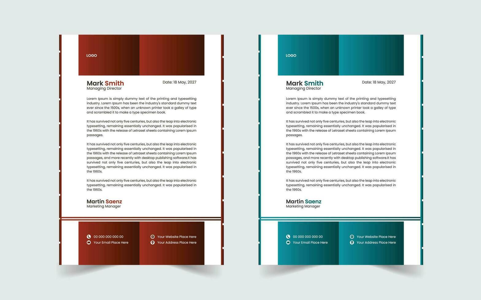 Corporate Modern And Professional Business Letterhead Design Template vector