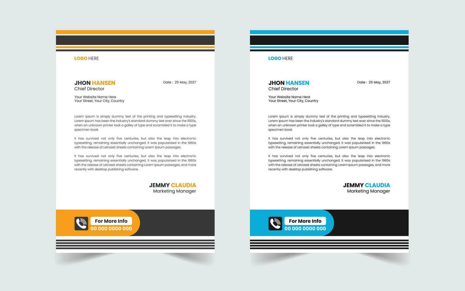 Corporate Modern And Professional Business Letterhead Design Template vector