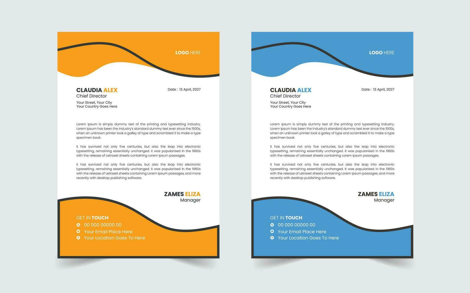 Corporate Modern And Professional Business Letterhead Design Template vector