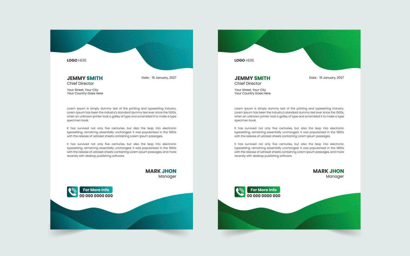 Corporate Modern And Professional Business Letterhead Design Template vector