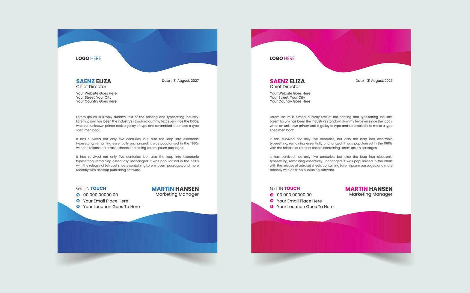 Corporate Modern And Professional Business Letterhead Design Template vector
