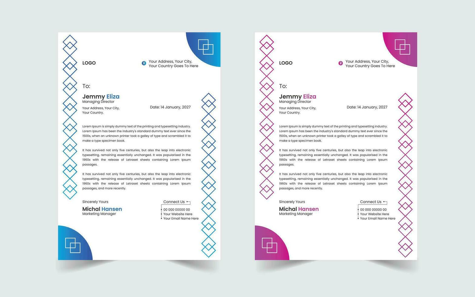 Corporate Modern And Professional Business Letterhead Design Template vector