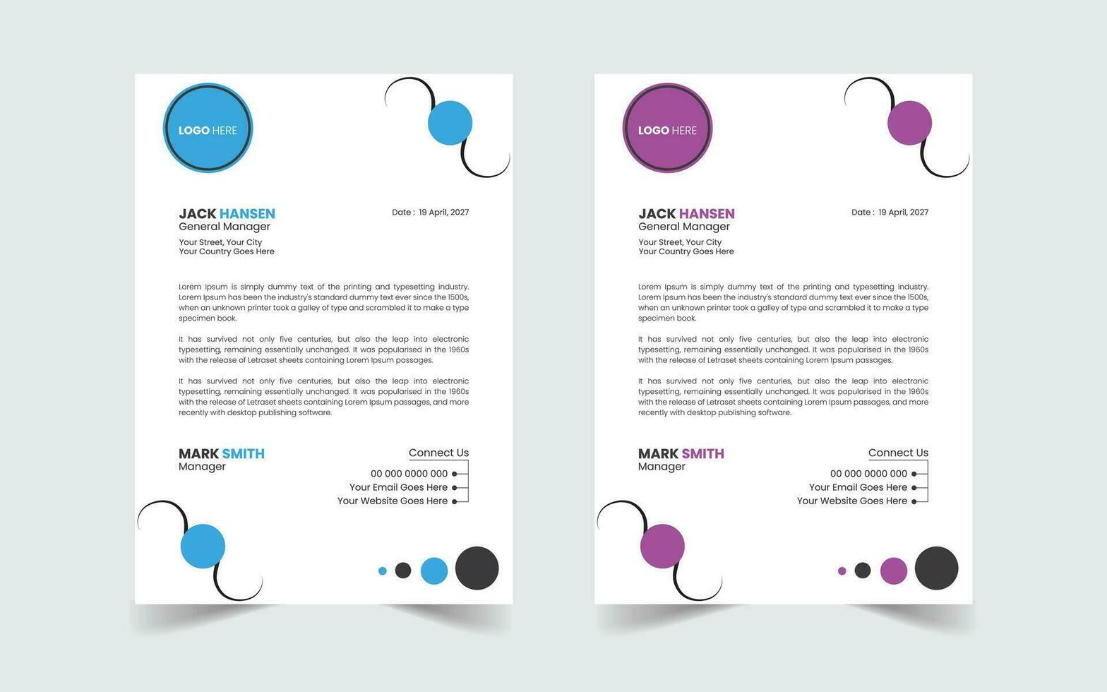 Corporate Modern And Professional Business Letterhead Design Template vector