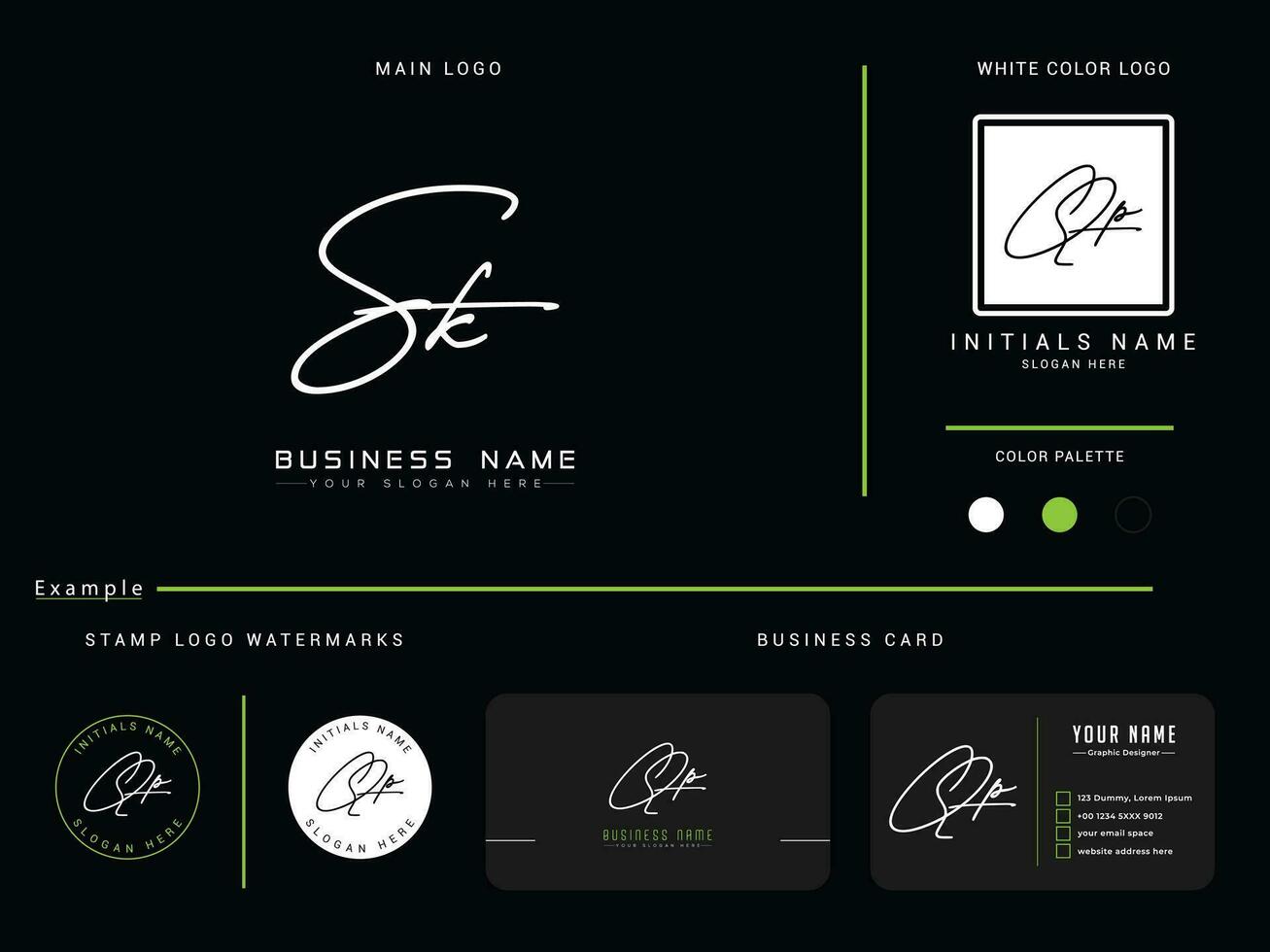 Floral Signature Sk Logo Branding, Minimalist SK Luxury Logo Icon Vector Art