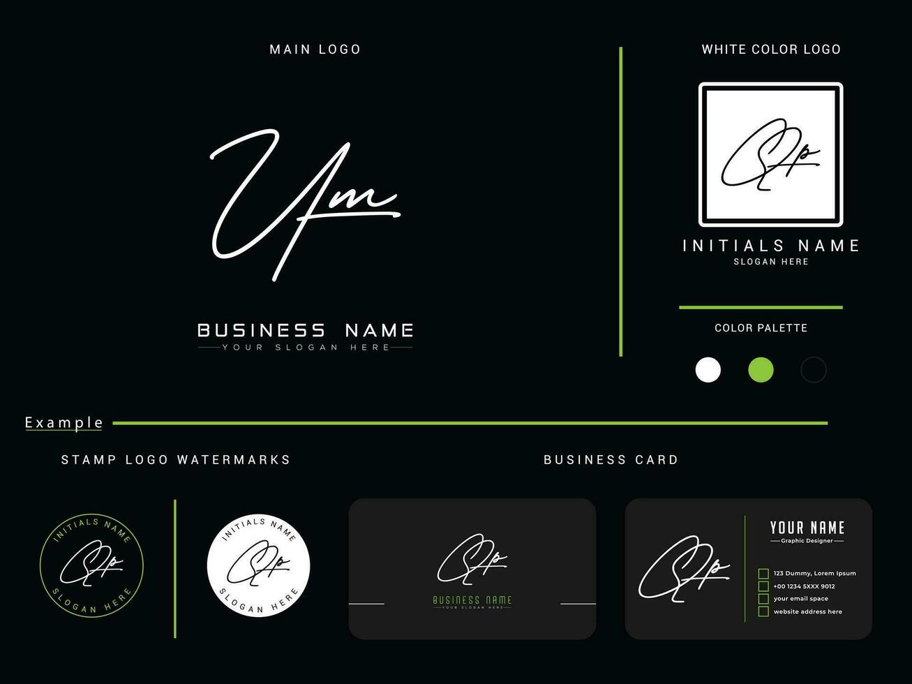 Abstract Feminine Um Logo Vector, Signature UM Floral Luxury Business Logo vector