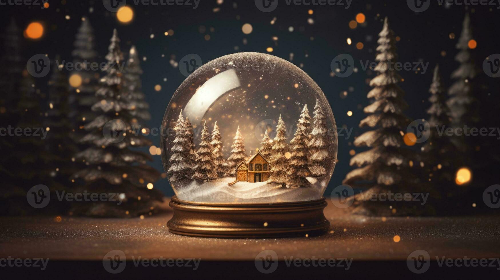 x'mas christmas winter snowglobe cabin, generated ai photo