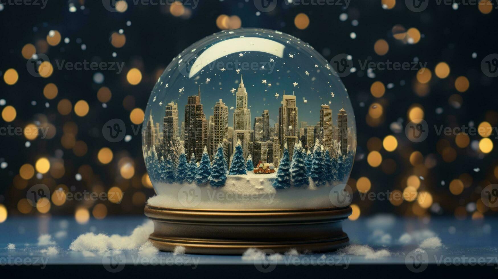 x'mas christmas winter snowglobe cityscape, generated ai photo