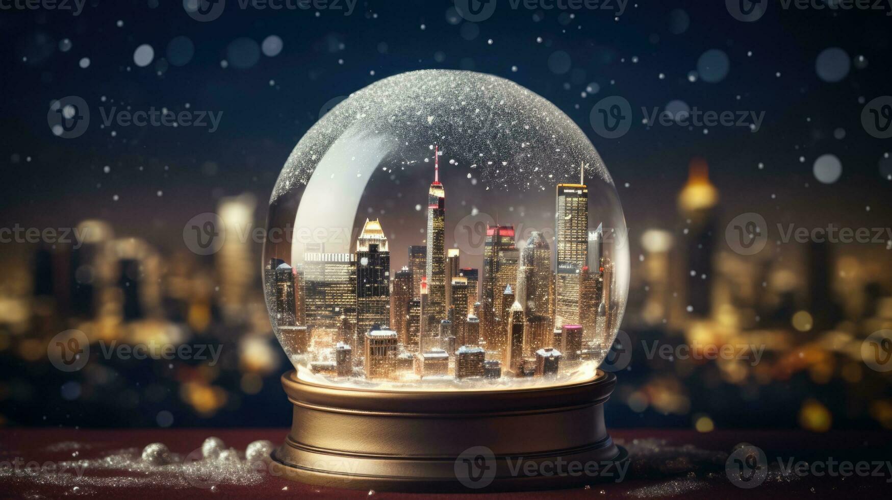 x'mas christmas winter snowglobe cityscape, generated ai photo