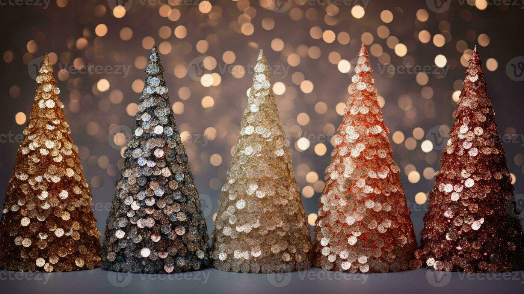 christmas tree xmas holiday decoration with glitter bokeh background, generative ai photo