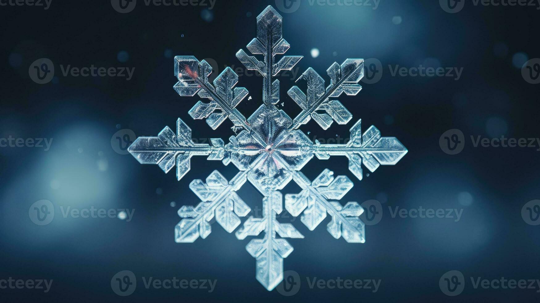 Extreme close up of snowflake, generated ai photo