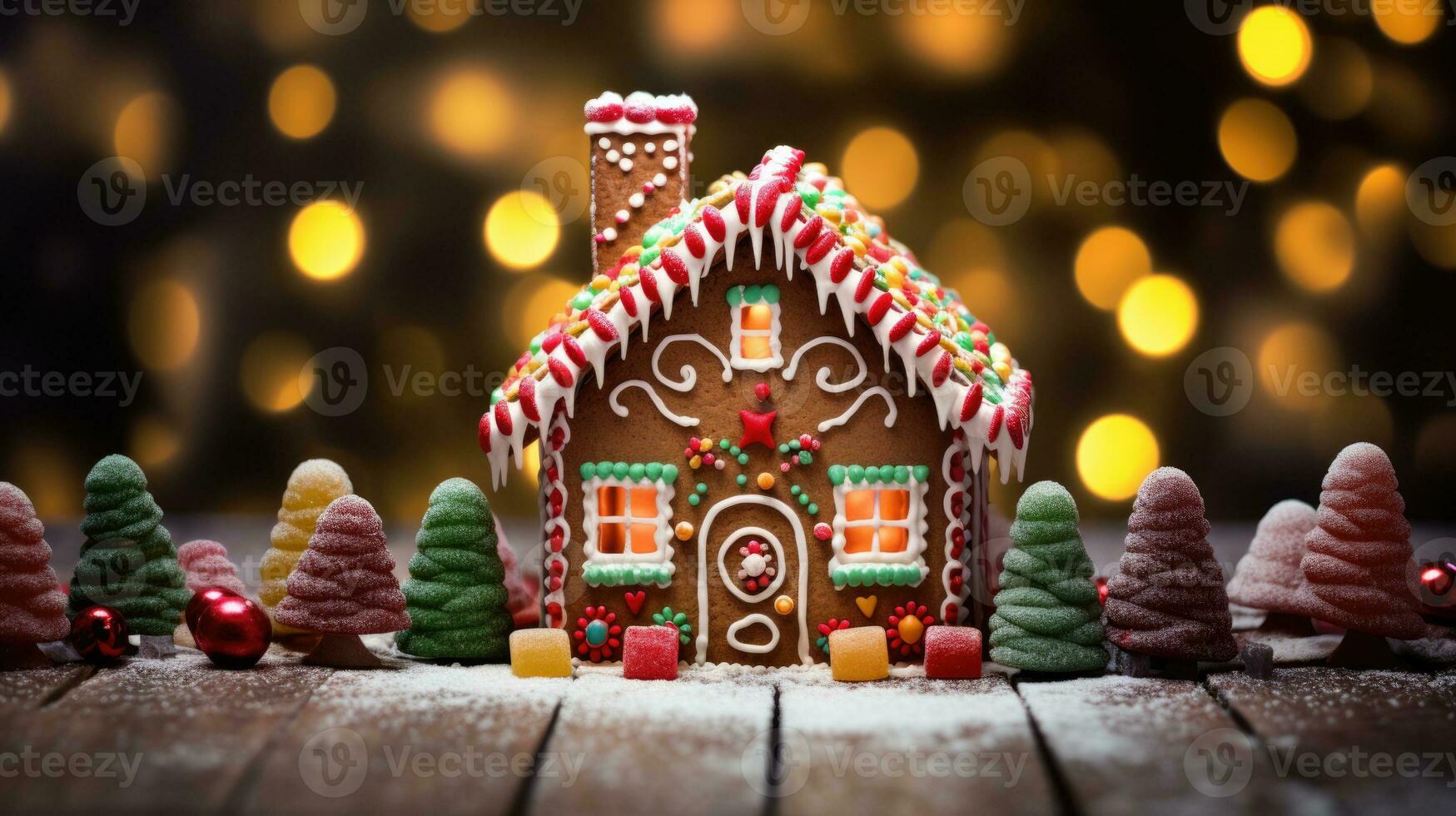 gingerbread house with christmas decoration xmas holiday sweets, generative ai photo