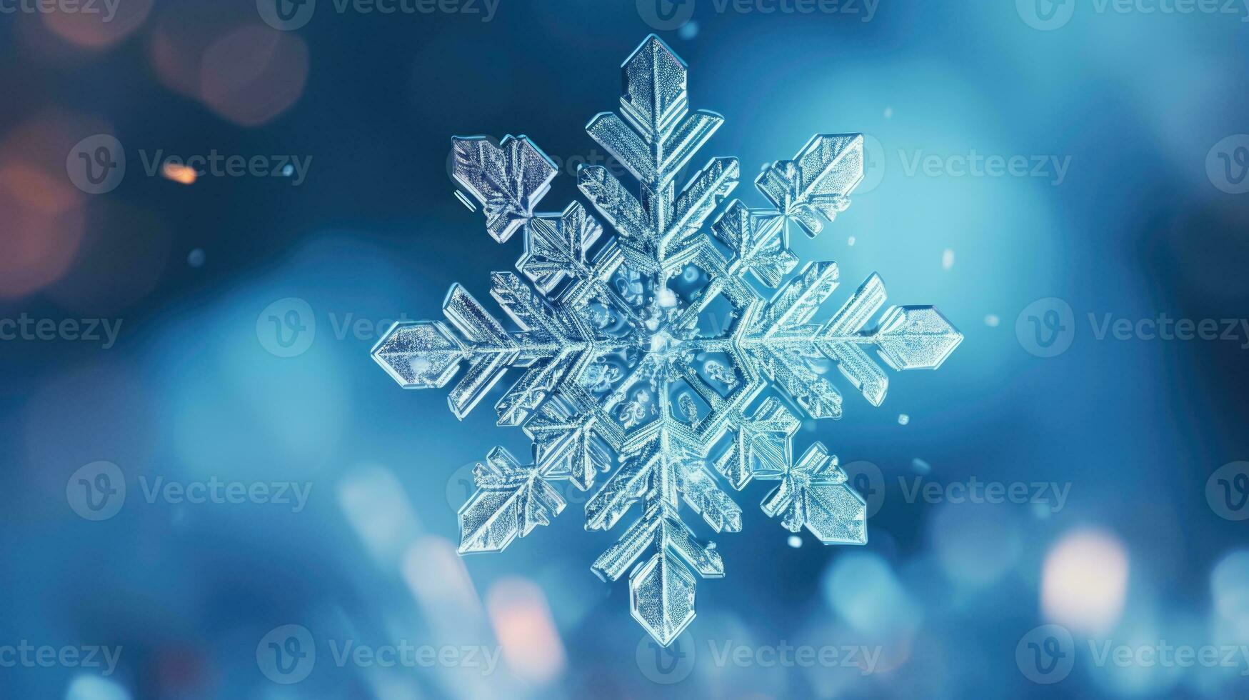 Extreme close up of snowflake, generated ai photo