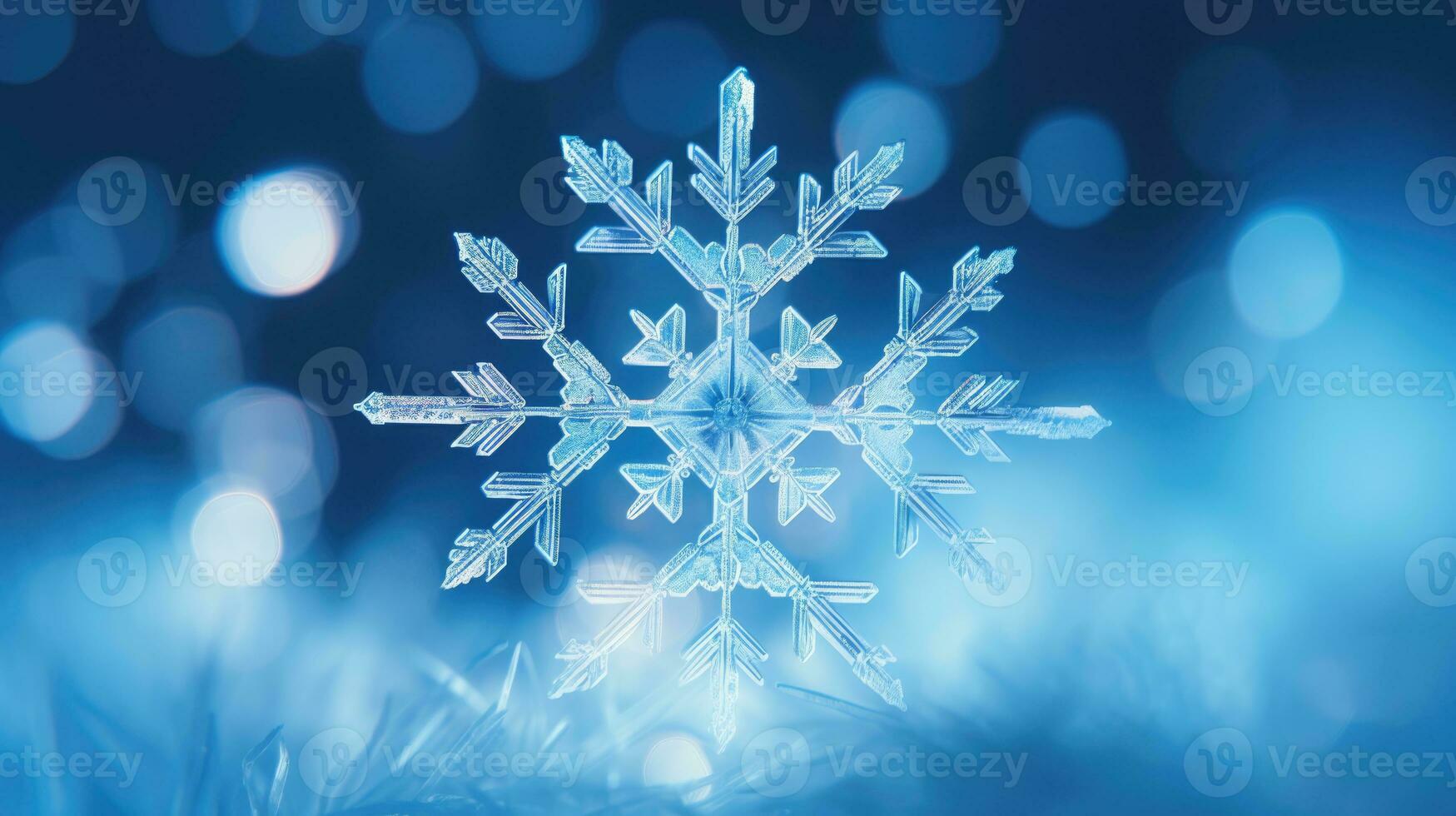 Extreme close up of snowflake, generated ai photo