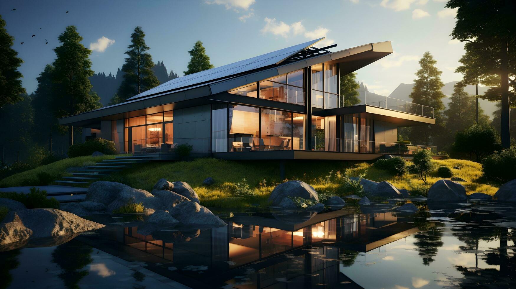 Sustainable Building Solutions. 3D Renewable Energy Integration. AI Generated photo