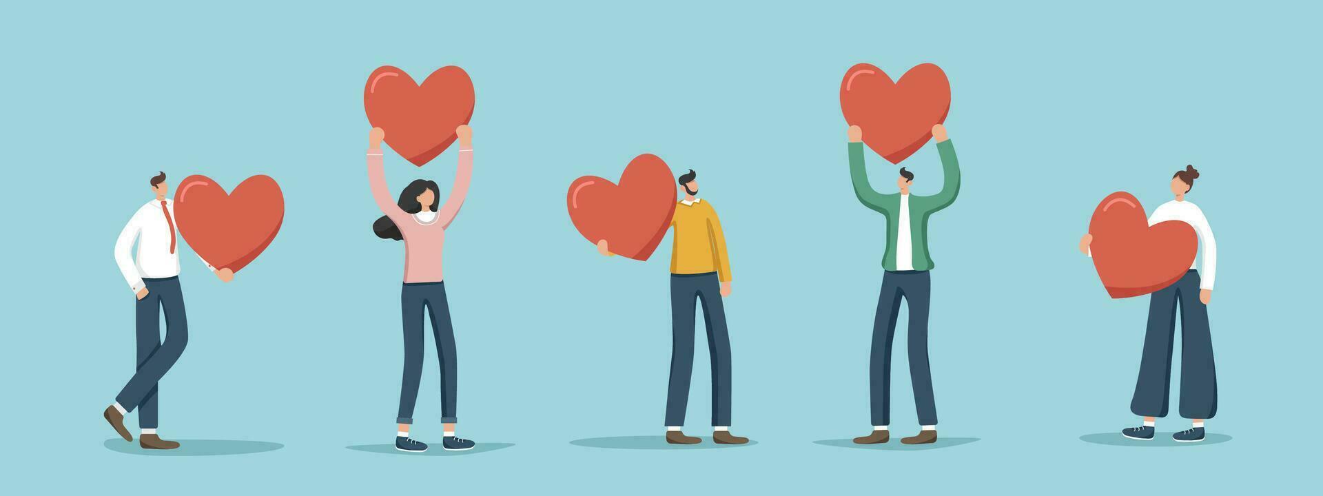 Set of random people with hearts vector