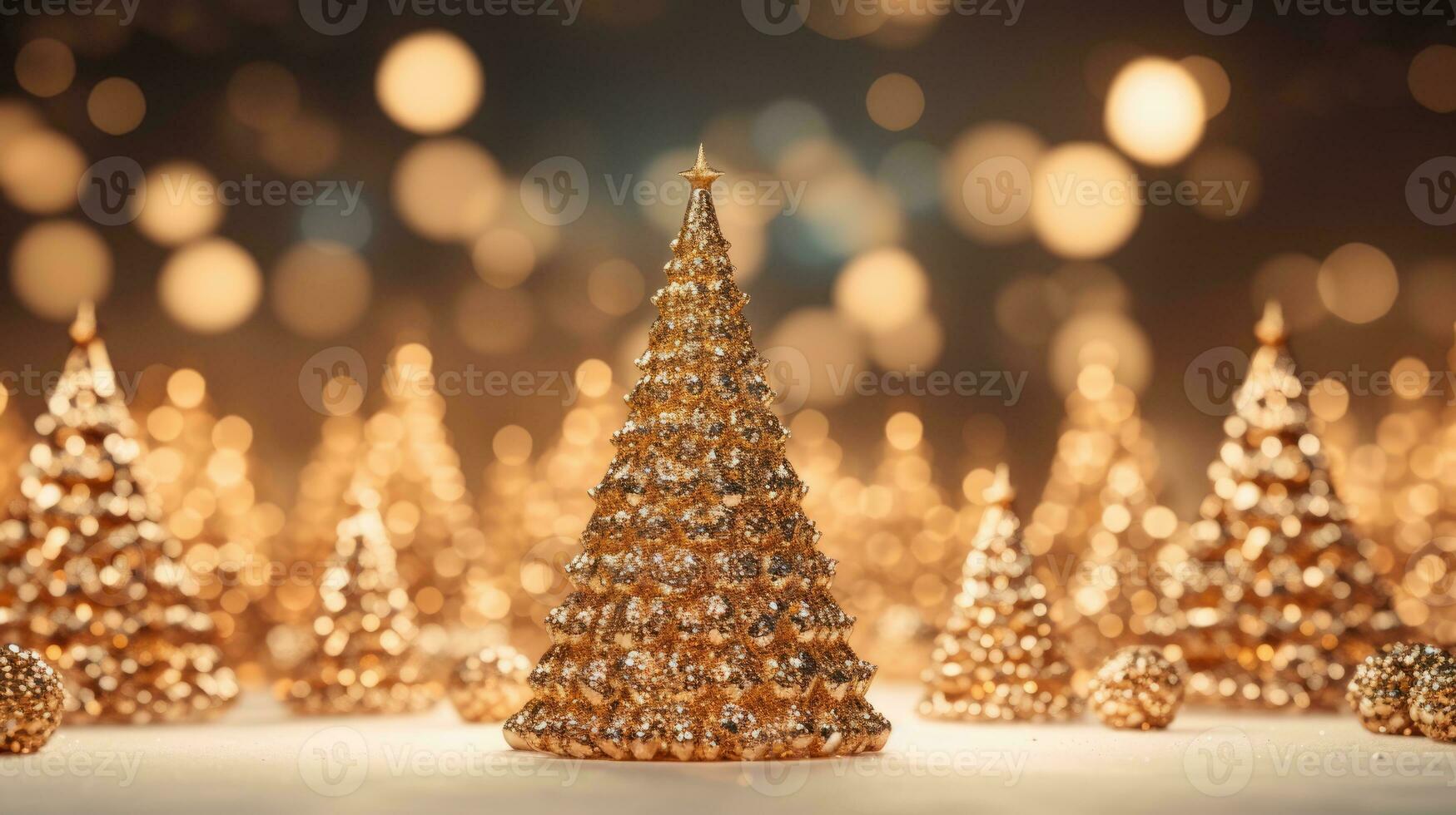 christmas tree xmas holiday decoration with glitter bokeh background, generative ai photo