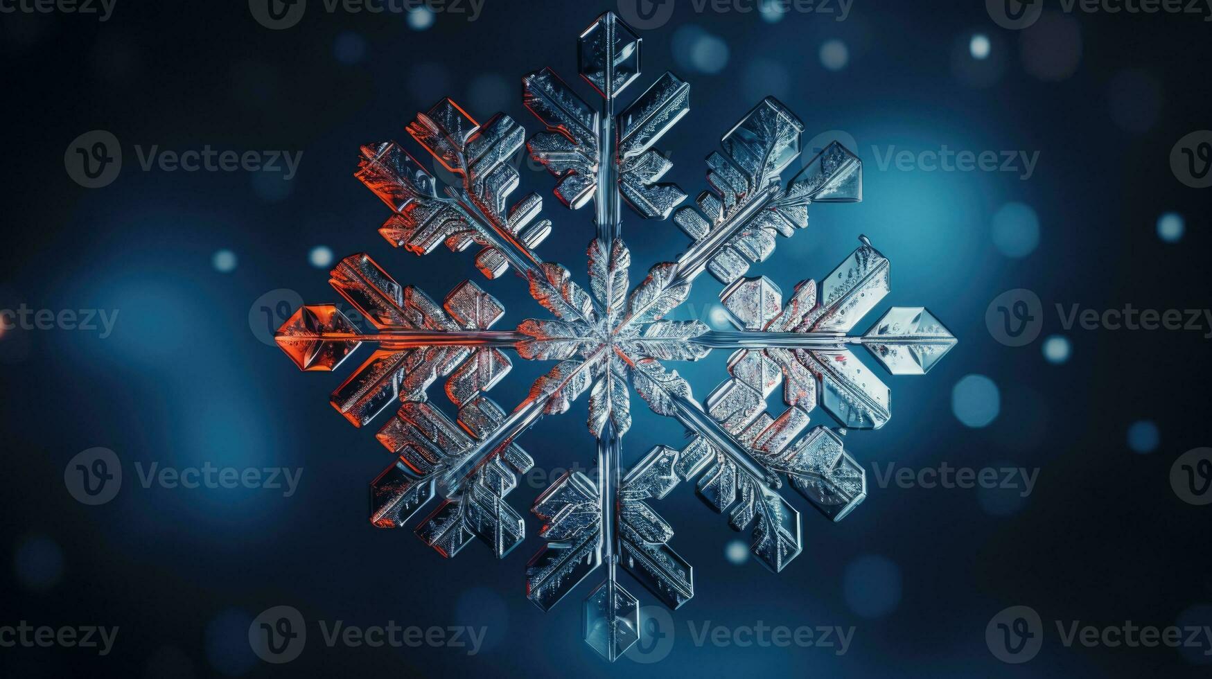 Extreme close up of snowflake, generated ai photo