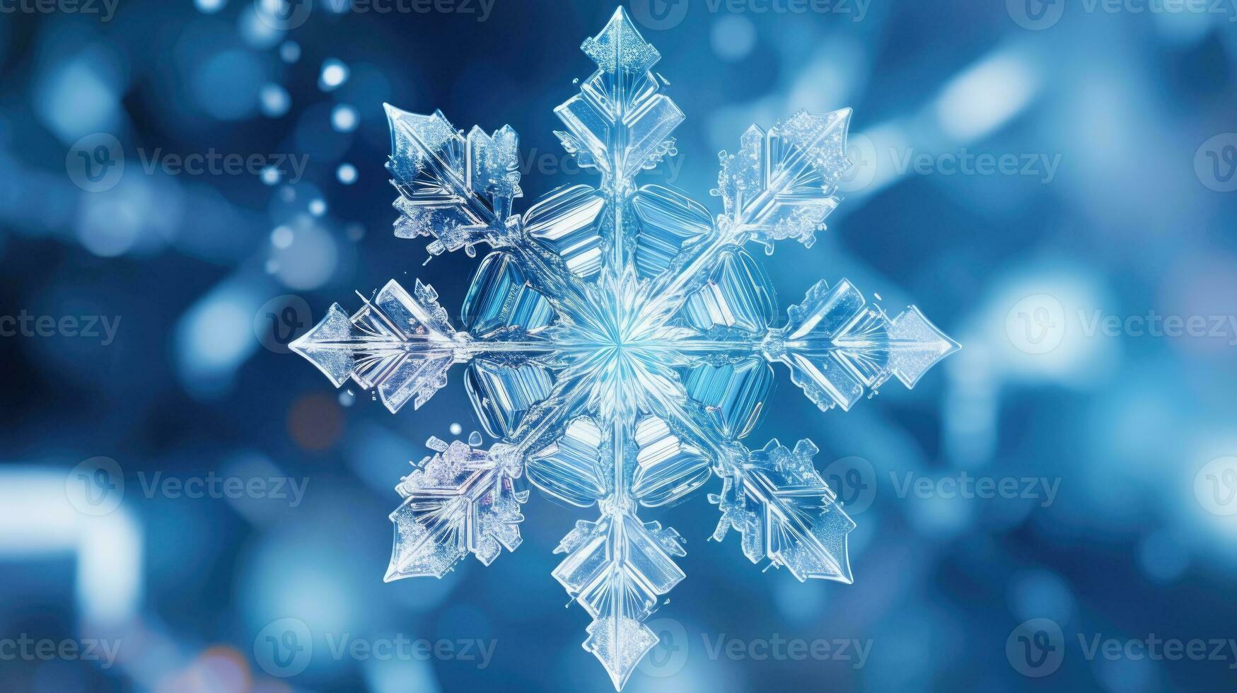 Extreme close up of snowflake, generated ai photo