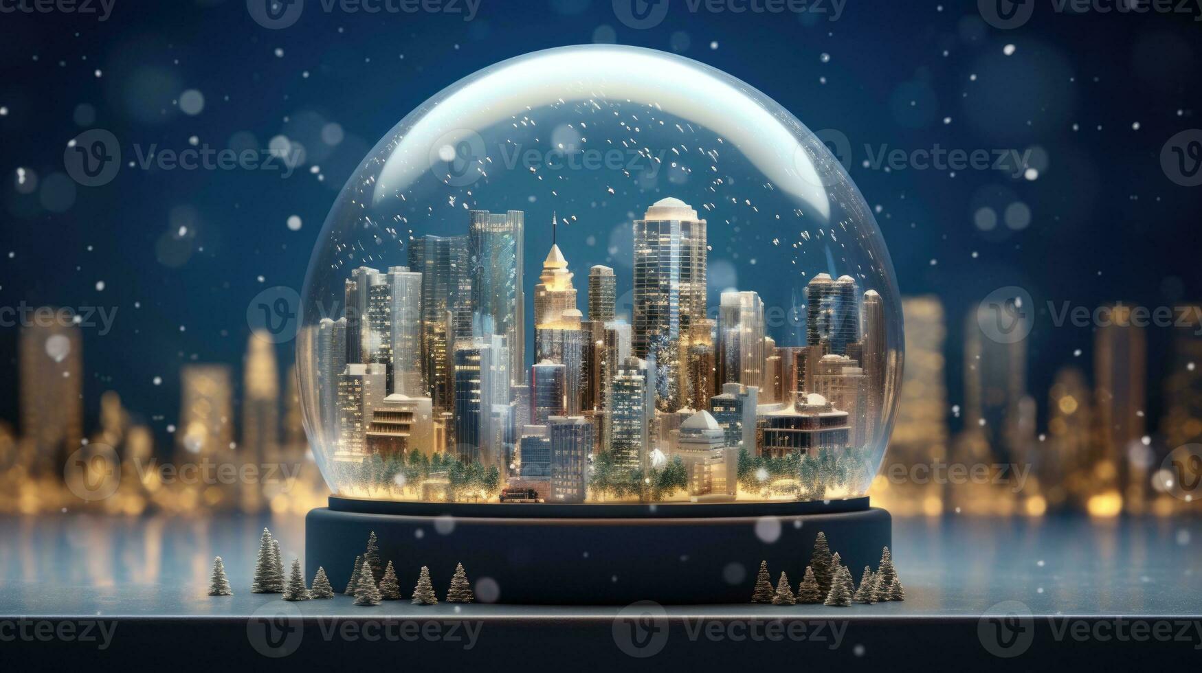 x'mas christmas winter snowglobe cityscape, generated ai photo