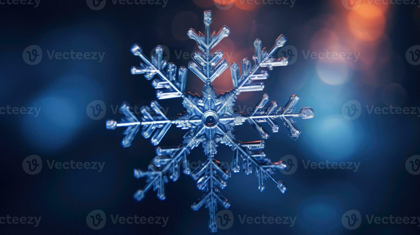 Extreme close up of snowflake, generated ai photo