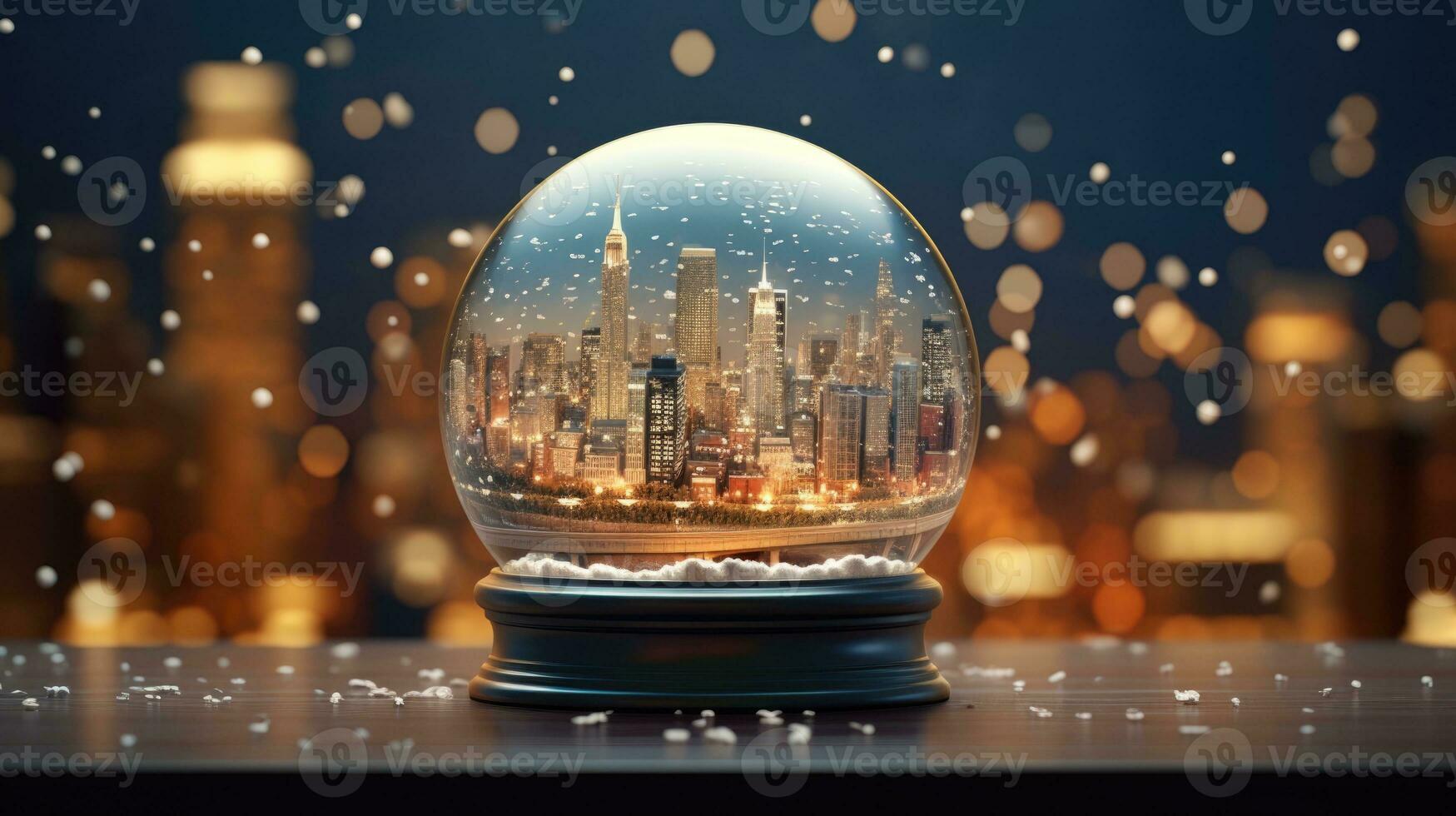 x'mas christmas winter snowglobe cityscape, generated ai photo