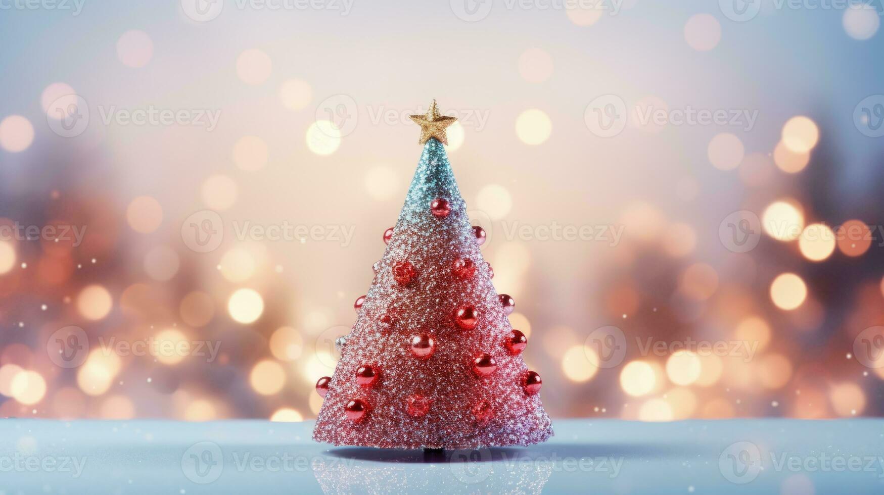 christmas tree xmas holiday decoration with glitter bokeh background, generative ai photo