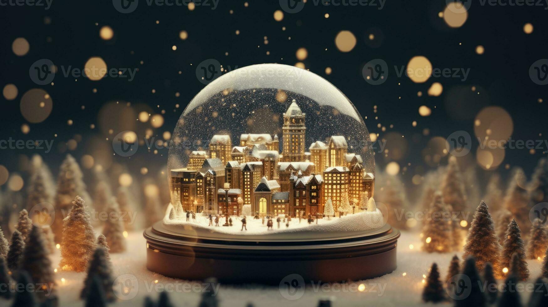 x'mas christmas winter snowglobe cityscape, generated ai photo