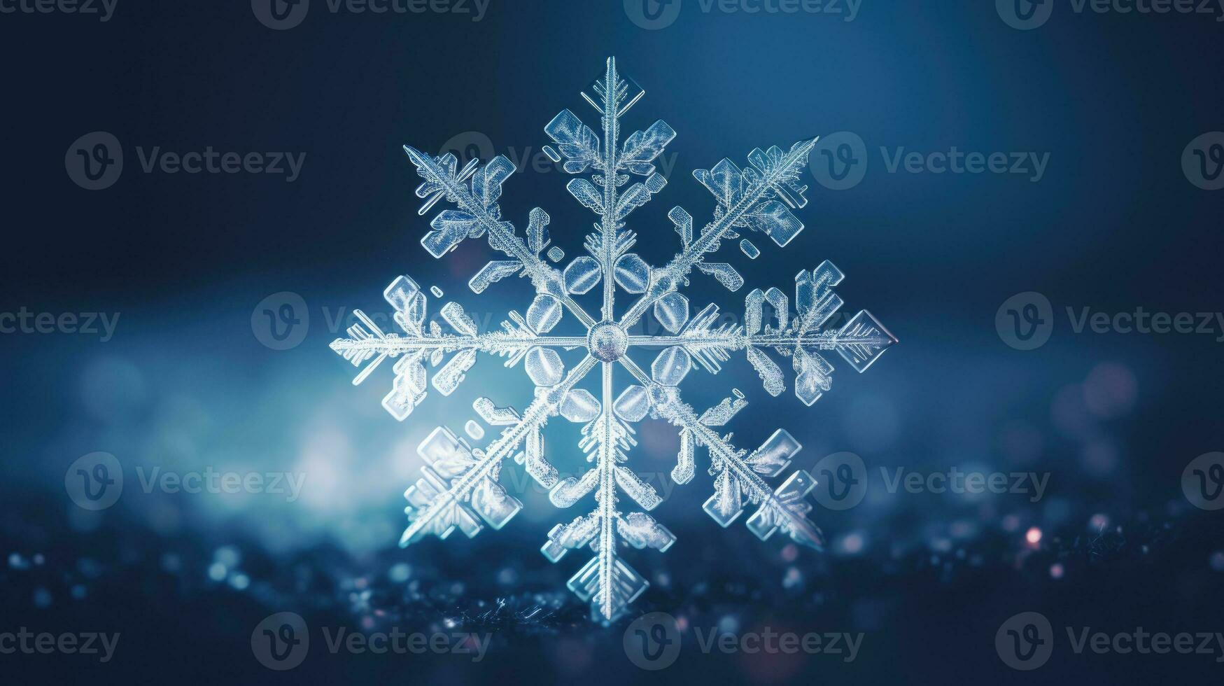 Extreme close up of snowflake, generated ai photo