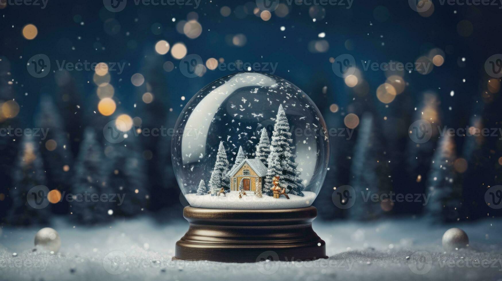 x'mas christmas winter snowglobe cabin, generated ai photo