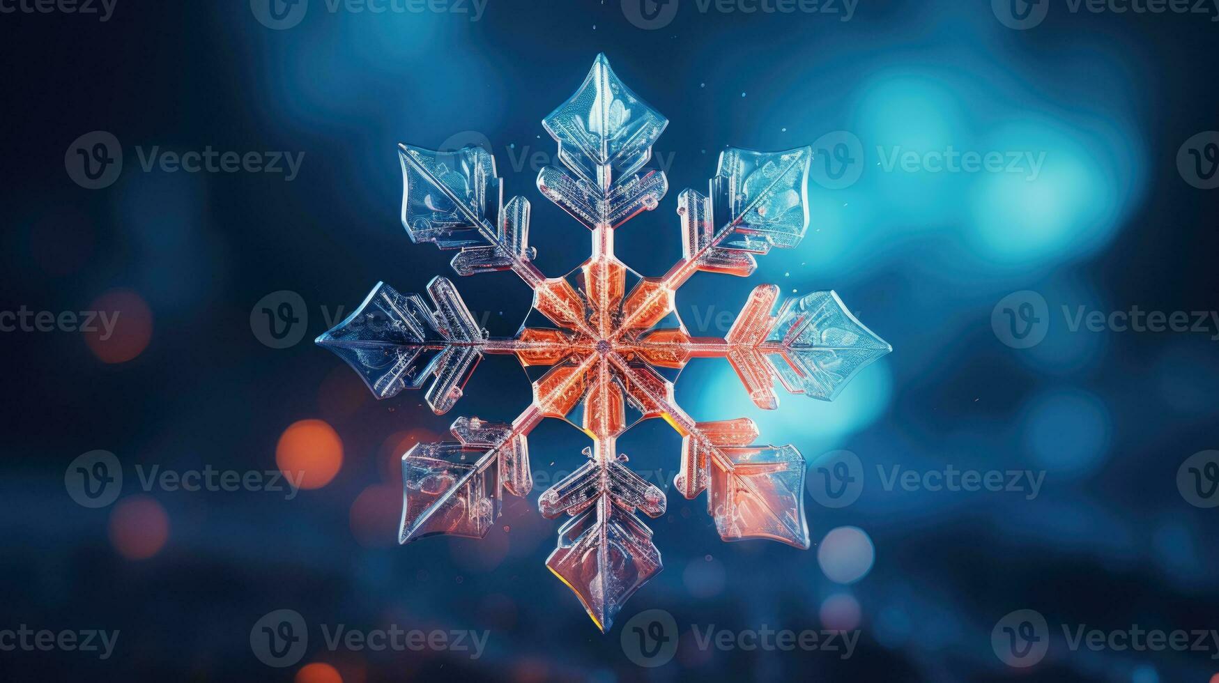 Extreme close up of snowflake, generated ai photo