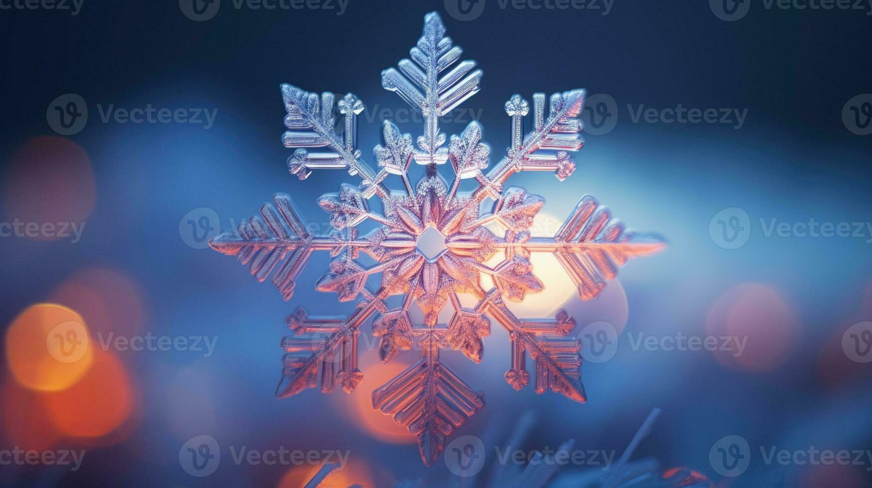 Extreme close up of snowflake, generated ai photo