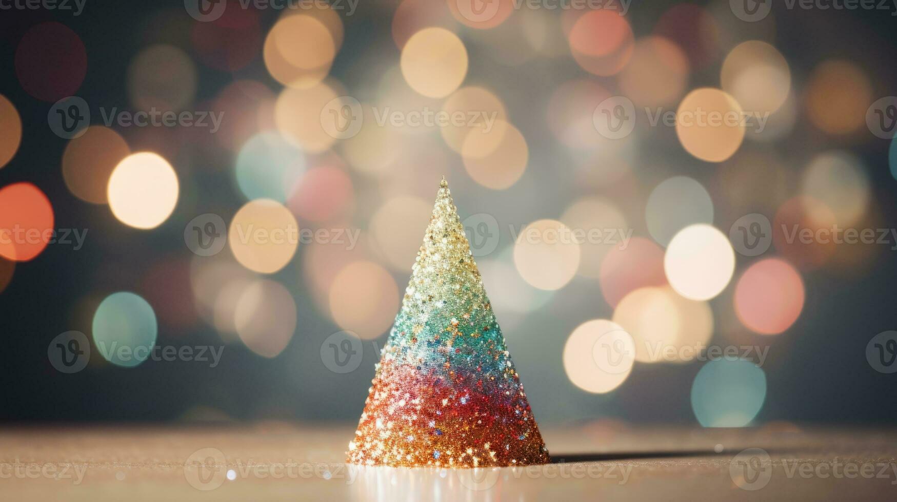 christmas tree xmas holiday decoration with glitter bokeh background, generative ai photo