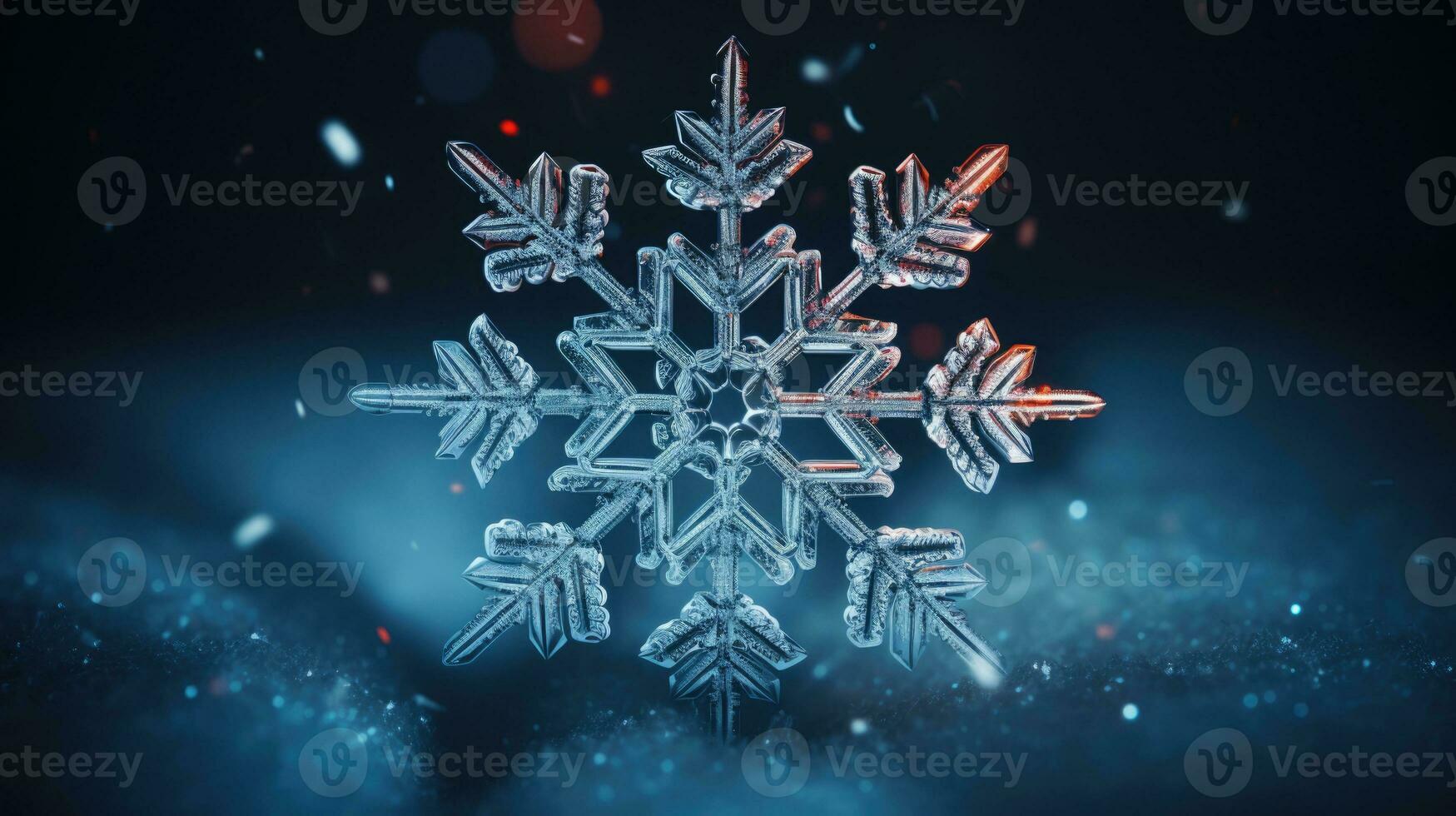 Extreme close up of snowflake, generated ai photo