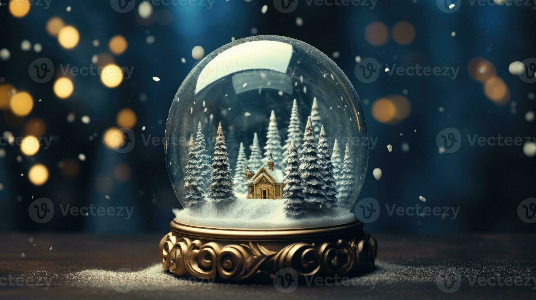 x'mas christmas winter snowglobe cabin, generated ai photo