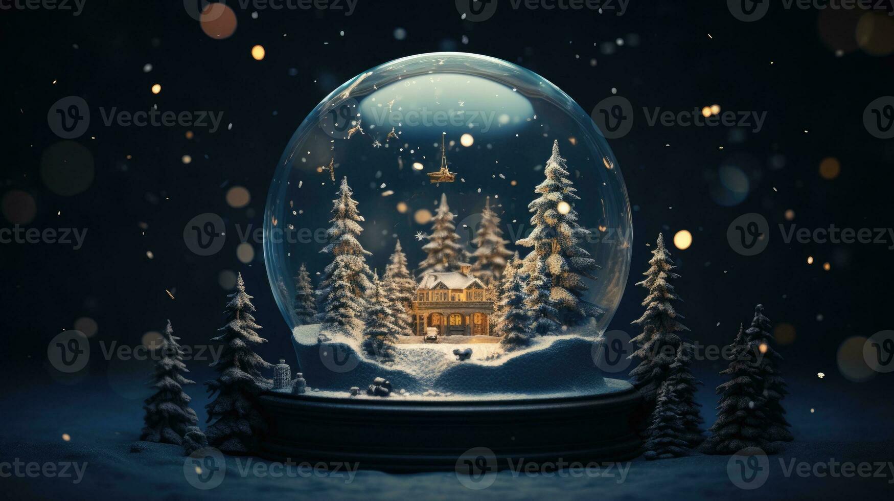 Navidad Navidad invierno bola de nieve cabina, generado ai foto