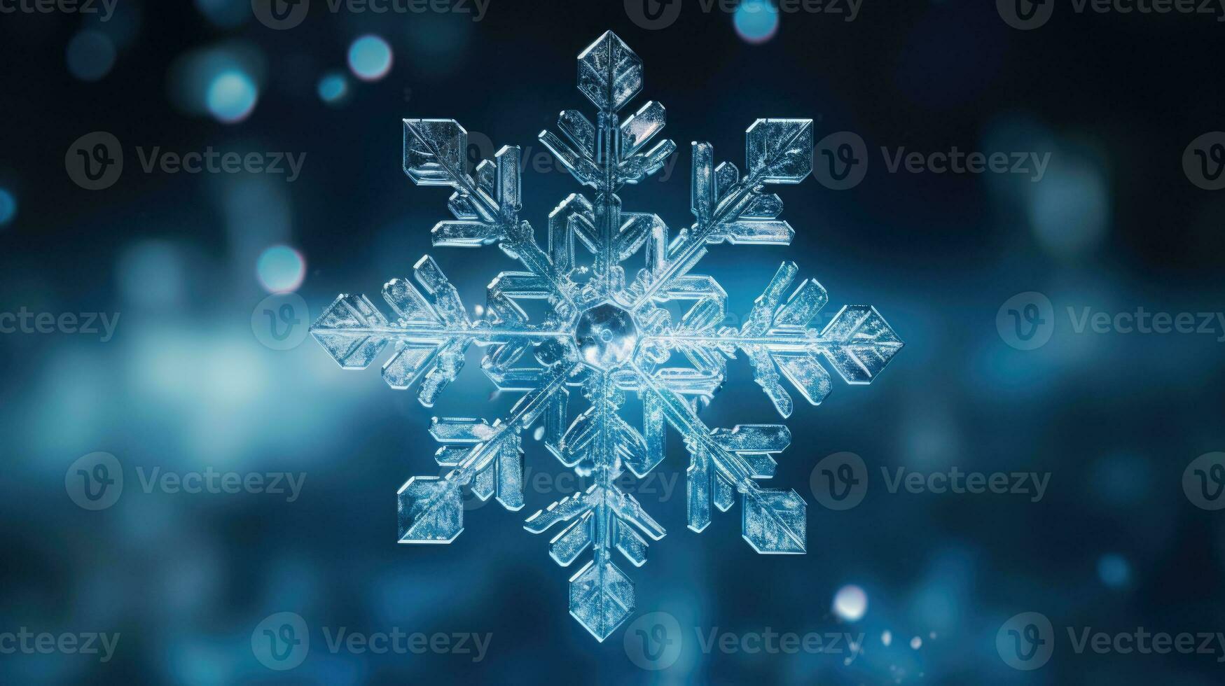 Extreme close up of snowflake, generated ai photo