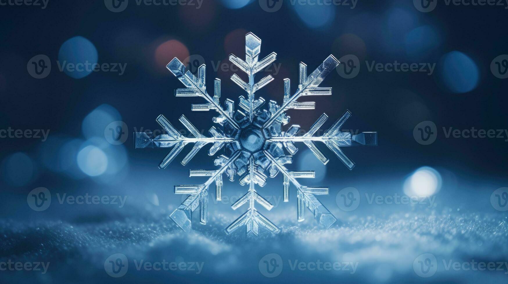 Extreme close up of snowflake, generated ai photo