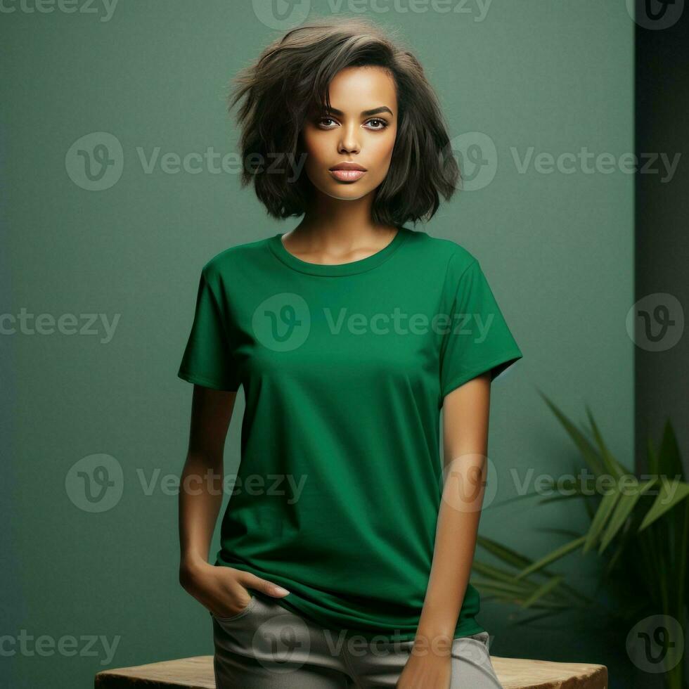 T-shirt Mockup with Model , Generative AI photo