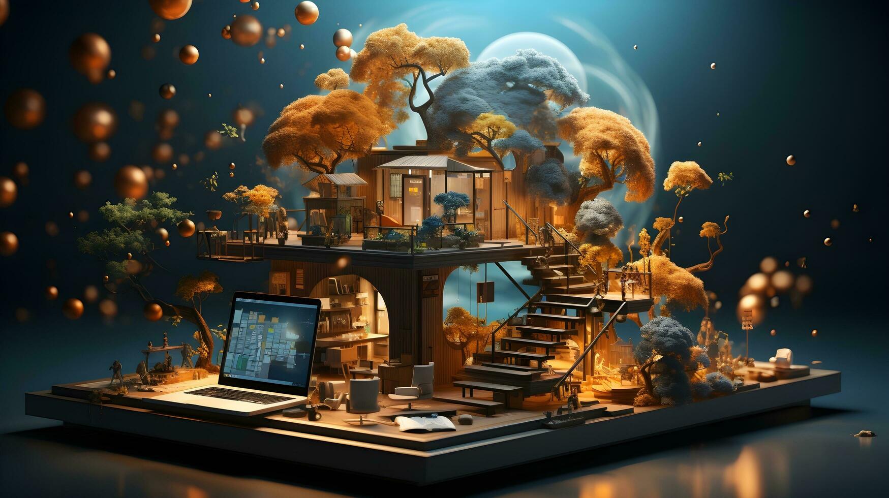 Skill Up Anywhere. Online Learning and Training Platforms in 3D. AI Generated photo