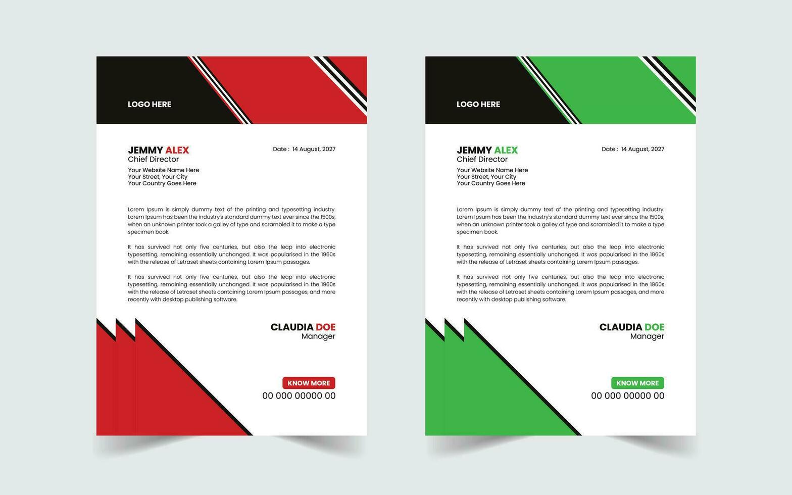 Corporate Modern And Professional Business Letterhead Design Template vector