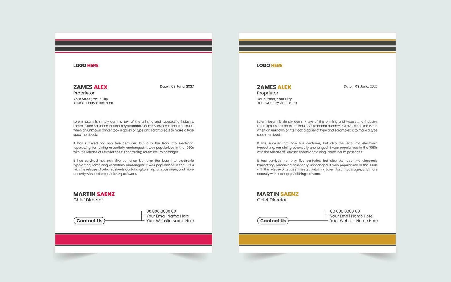 Corporate Modern And Professional Business Letterhead Design Template vector