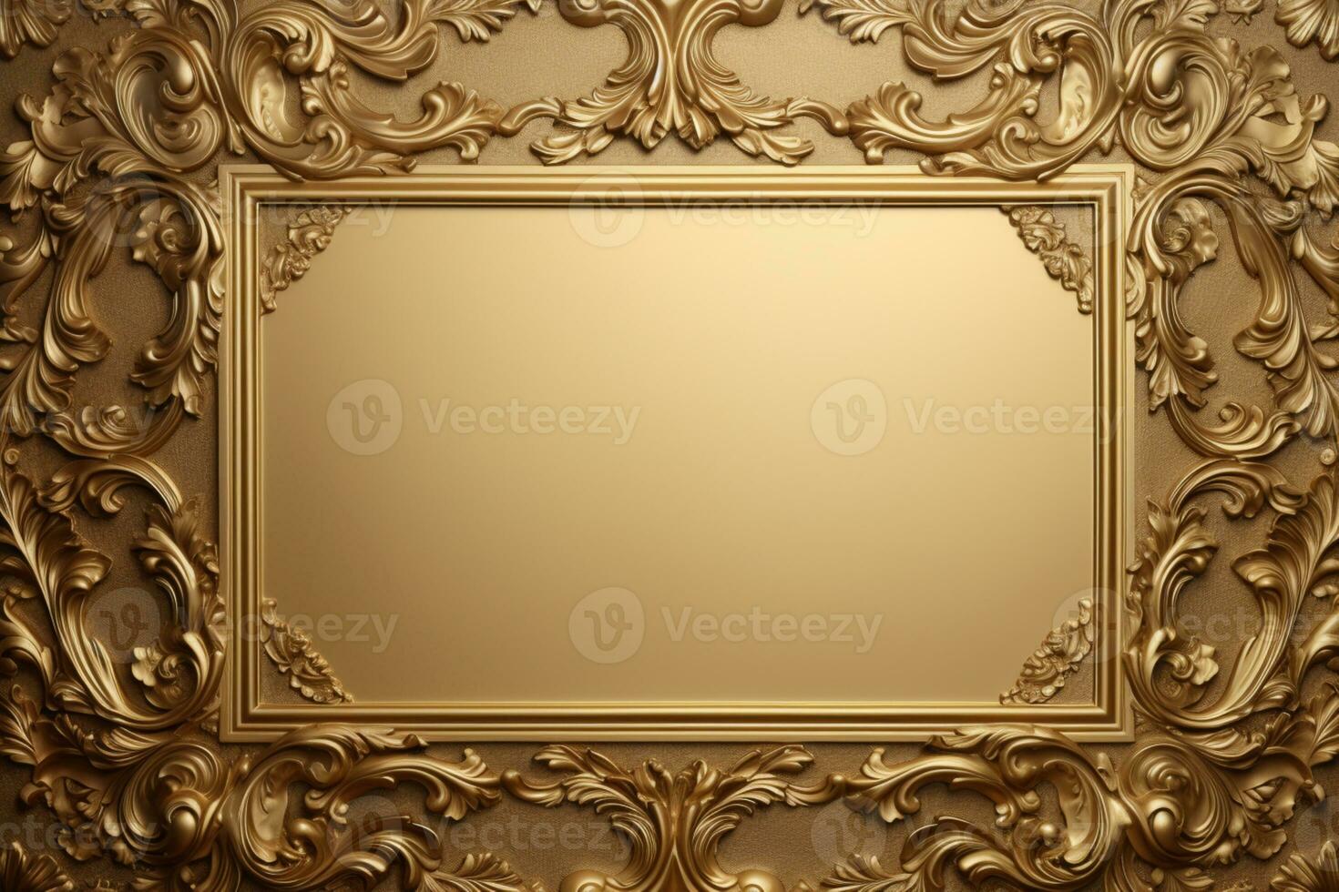 AI Generated Golden Frame Design with copy space photo